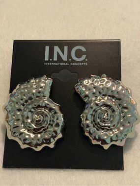 INC International Concepts Iridescent Shell Spiral Clip-On Earrings